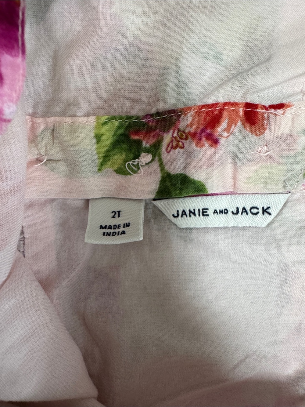 Janie and Jack  Pink Floral Tiered Sundress with Green Leaf Print - Picture 6 of 10